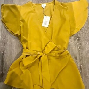 a new day Faux Wrap Mustard Yellow Top XL